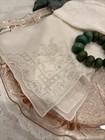 Vtg 2 Off White Handmade Appenzell   Embroidery Cutwork   Handkerchief Wedding 