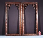 42  Tall Pair Of Antique French Cabinet Door Frames In Solid Oak Wood Salvage