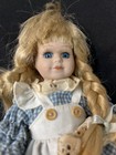 Vintage Geppeddo Porcelain Girl Doll 10 Inch Blue Eyed Blonde