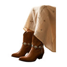 Women Silver Metal Chain Western Boot Bracelet Shoe Turquoise Flower Charm Pair