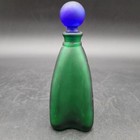 Emerald Green Glass Art Studio Perfume W blue Dauber Dark Green Perfume Bottle