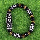 Energy Tibetan Old Agate Heaven earth Symbols Totem Dzi Bead Bracelet Amulet Aaa