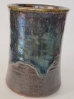 Vintage Red Stoneware Pottery Oil Spill Glaze Japanese  Handless Cup 5 t  3 5 
