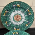 Four Bok Choy Famille Verte Porcelain 7    Cabbage Plates Handpainted Hong Kong