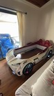 Twin Size Bed Frame For Kids  Race Car-shaped Wooden Platform Bed W  3d Wheels