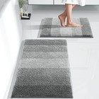  Luxury Bathroom Rugs Sets 2 Piece  Fluffy Soft 32x20 24x17 Inch Light Gray