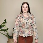 Upcycled Vintage 90s Cream Floral Tapestry Buttondown Trucker Jacket Womens S