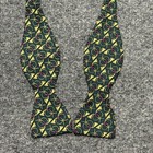 Mens Self-tie Bow Tie All Silk Usa Adjustable Black green Pattern 13 3 4  To 16 