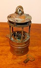 Antique Brass Gas Miners Hanging Lamp Light W  Key