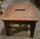 Antique Salvaged Reclaimed Solid Oak Step Stool With Handle Slot