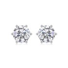 14k White Gold 1ct Round Cut Natural Diamond Women s 6 Prong Set Stud Earrings