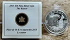 Canada 2013  10 The Beaver 1 2 Troy Oz  Pure Silver Matte Proof Coin O Canada  2