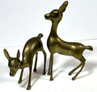 Vintage Brass Deer   Fawn Figurine Pair Mid-century Modern 10 75 Tall
