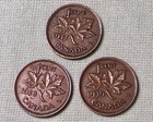 3x Canada Small Cents  01 One Cent Pennies Canadian Penny Coins 1937 1938 1939