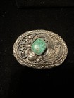 Vintage 925 Silver And Turquoise Belt Buckle Signed southwest Native American