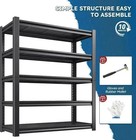 72  H Garage Shelving Heavy Duty 3000 Lbs 5 Tier Storage Shelves Adjustable M   