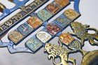 Vtg Israel Brass Enamel Menorah 12 Tribes Lions Judah Hanukkiah Jewish Judaica