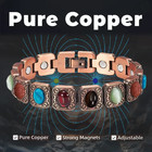 Women s Colorful Stones Magnetic Bracelet Pure Copper Arthritis Therapy Cuff New