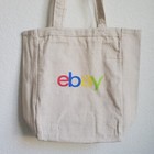 Ebay Tote Bag Logo Branded Beige Canvas Cotton Reusable Shopping 11 x13  Nwt
