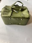 Vintage Samsonite Silhouette Olive Green Leather  Vinyl Carry On Suitcase Bag