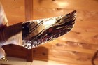 Triple Flow Obsidian Skinning Knife Carved African Antler Handle Flint Knapping