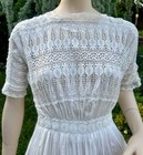 Antique Edwardian White Cotton Dress Embroidery Openwork Lace