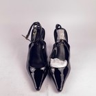 Shoedazzle Raisa Heeled Slingback Pumps Black Faux Patent Leather Size 9