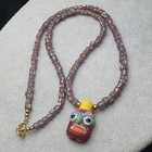 Vintage African Style Glass Beads With Old Face Glass Pendant