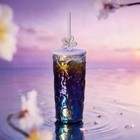New Starbucks 2026 China Twilight Sakura Embossed Glass Tumbler Straw Cups