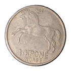 Vintage Norway Coin Lot Of 9 1931-1966 Norwegian 1 Krone 50 Ore Animal Motifs