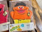      Vintage 1990s Sesame Street Elmo Ernie Bath Wash Mitt Set Nos Deadstock