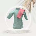 Turquoise Vietnamese Ao Dai With Pink Pants For Girl   Complete Set