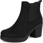 Women Ladies Chelsea Ankle Boots Chunky Block High Heel Slip On Suede Shoes New