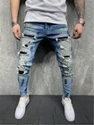 Women Men Ripped Distressed Skinny Jeans Denim Pants Casual Fit Hip Hop Trousers