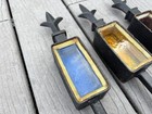 Antique Spire Cast Iron- Stain Glass - Red  Blue  Yellow Fence Finial 12   