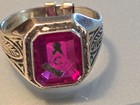 10k Gold Antique Masonic Ring W  Gold Encrusted Emblem - Used Size 10