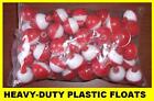 50 Fishing Bobbers Round Floats 1-1 4  Red white Snap On Free Us Ship  07120-003