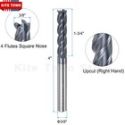 4 Flute Solid Carbide 3 8  X 1-3 4  X 4  Long End Mill - Altin Coated