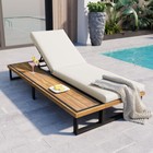 Outdoor Chaise Lounge Chair 5-position Adjustable Reclining With Cushion   Table