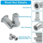 M5 Rivet Nuts 100pcs 304 Stainless Steel Flat Head Rivnut Threaded Insert Nut   