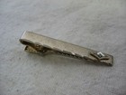 Vintage Tie Bar Clip  Textured Silver Tone Fancy Beveled Edge
