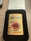 Vintage 1999 Lucky Strike Girl Luckies Brass Zippo Lighter Unfired Nib