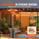 Propane Patio Heater 50000btu Tall Hammered W wheels Outdoor Silver Gray