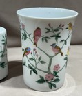 Vtg Jakson Midcentury Tropical Birds Toothbrush Holder Soap Dish Cup Tree Floral