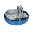 4 Person Camping Table Set 21 Piece Plastic Plates Flatware Silicone Cups New