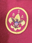 Vintage Boy Scouts Of America Official Red Wool Button Jacket Size  M White Bull