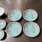 Vintage Chinese Famille Rose Turquoise Green Dragon Porcelain Bowl plate 11 Pcs