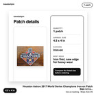 Houston Astros 2017 World Series Champions Iron-on Patch Size 4 5 X 4 In