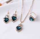 Women s Fashion Jewelry Set Rose Gold Heart Crystal Necklace Earrings Ring 1-261