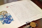 Queen Victoria Scotland Grant Coat Of Arms Heraldry Antique Document Vellum